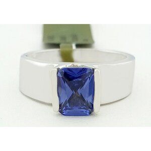 Deep Hue Lab Created 2.78 Carats Tanzanite Ring 14k White Gold